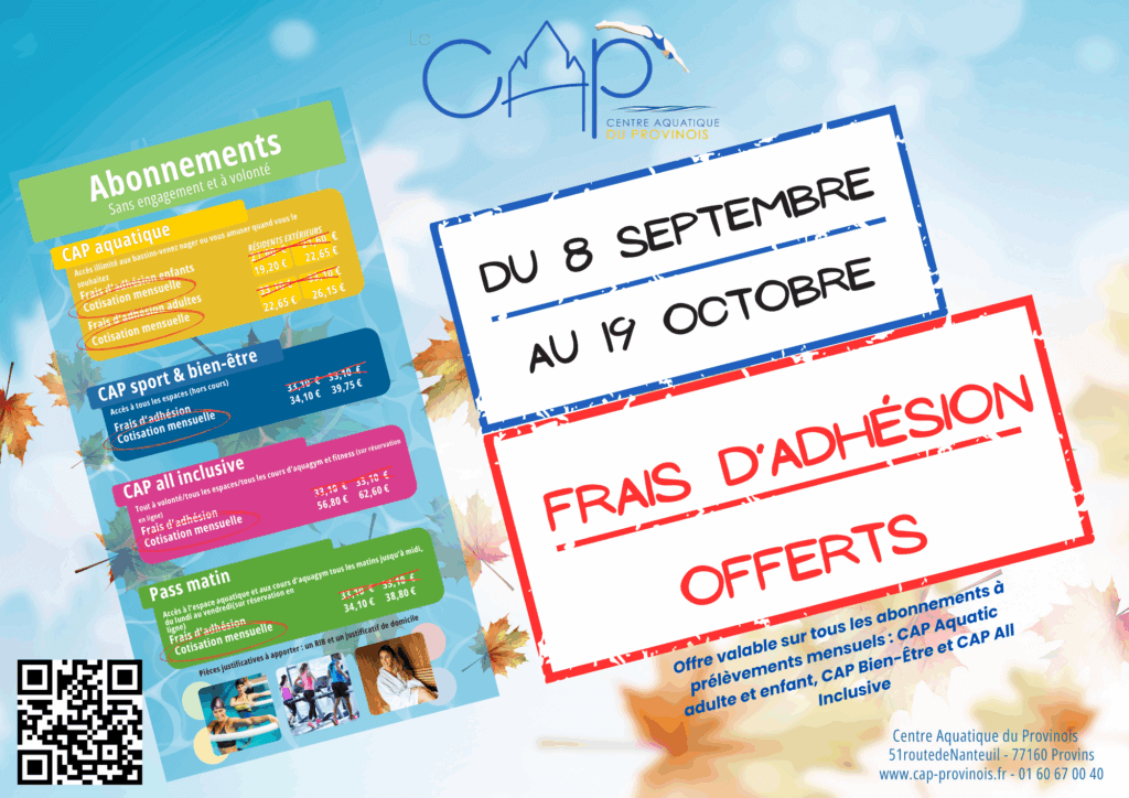 frais d'adhésion offerts sept 2025